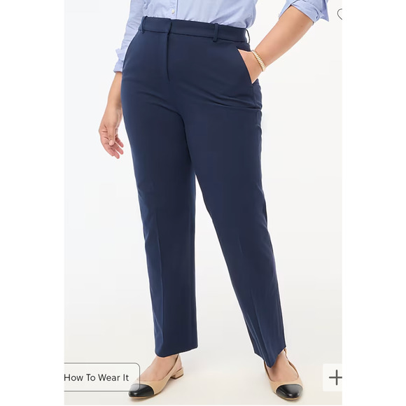 J. Crew Factory Kallie Straight Leg Pants Navy - Picture 1 of 9